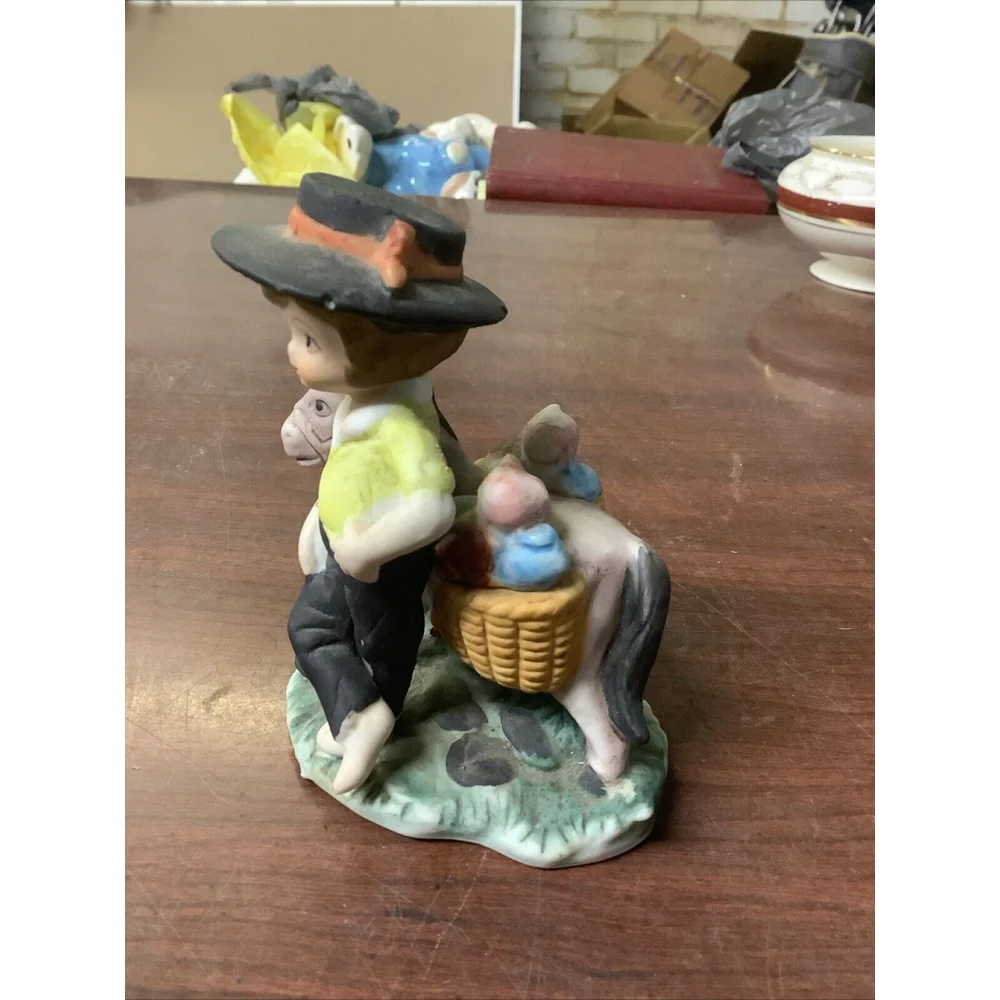 Vintage Boy With Donkey Porcelian 3 3/4”